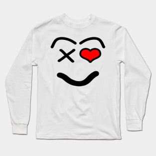 Funny love face - heart - red and black. Long Sleeve T-Shirt